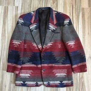 VTG Silverado Blazer Men's Aztec Wool Southwestern Sport Coat Jacket ‎ Size 40/M